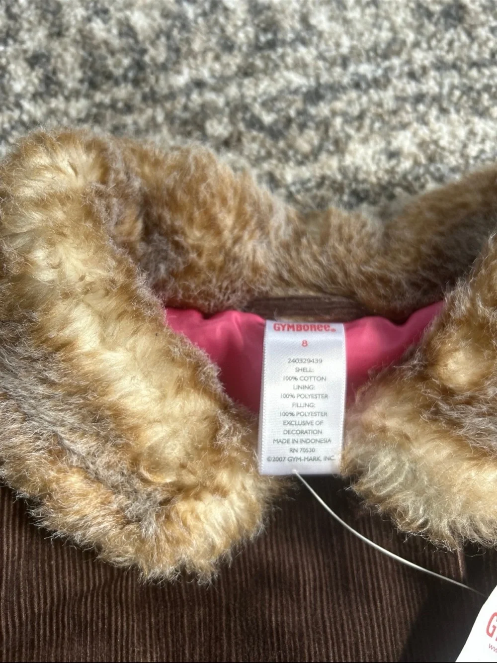 Gymboree Vintage 2007 Brown Corduroy Coat with Faux Fur Collar